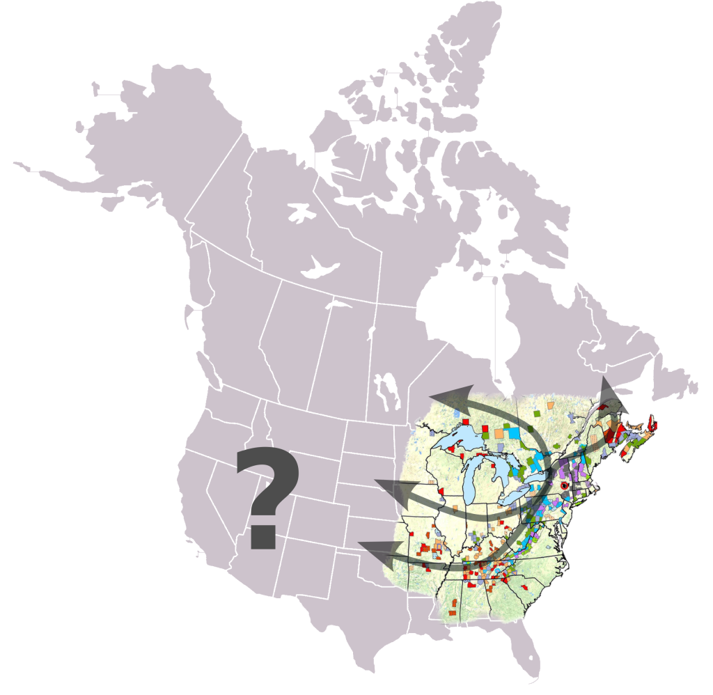 Map showing the distribution and possible progression of white-nose syndrome